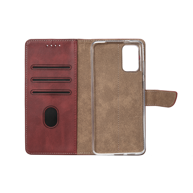 Rixus Bookcase For Samsung Galaxy A52 5G A526B Dark Red