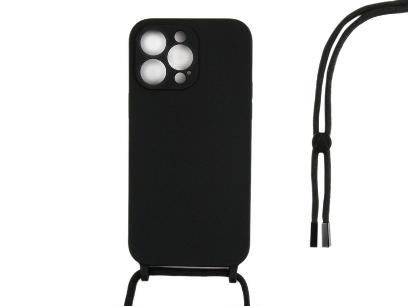 Rixus Pour iPhone 12 Pro TPU Necklace Cord Cover Noir