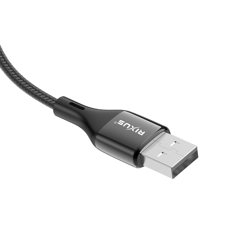 Rixus RXUC28AL Braided USB To Lightning Cable With LED Display 100CM Black