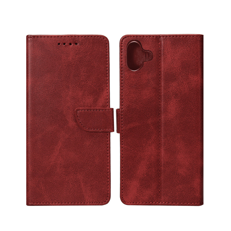 Rixus Bookcase For Samsung Galaxy A04e A042F Dark Red