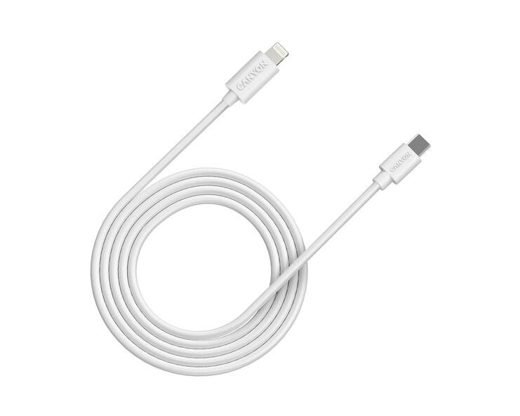 Canyon USB-C a Lightning CFI-12 5V 3A, 9V 2.22A ,PD 20W, OD 4.5MM, 2 Mtr, PVC Blanco