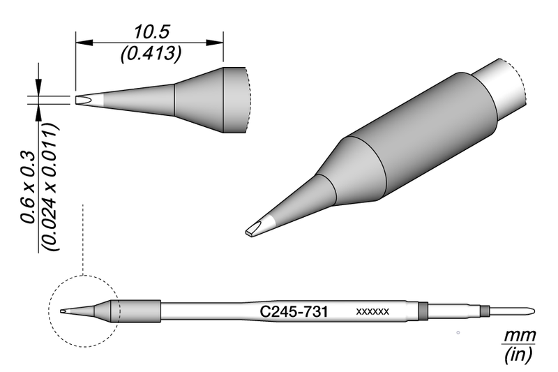 JBC Cartridge Chisel 0. 6 x 0. 3 (C245731)