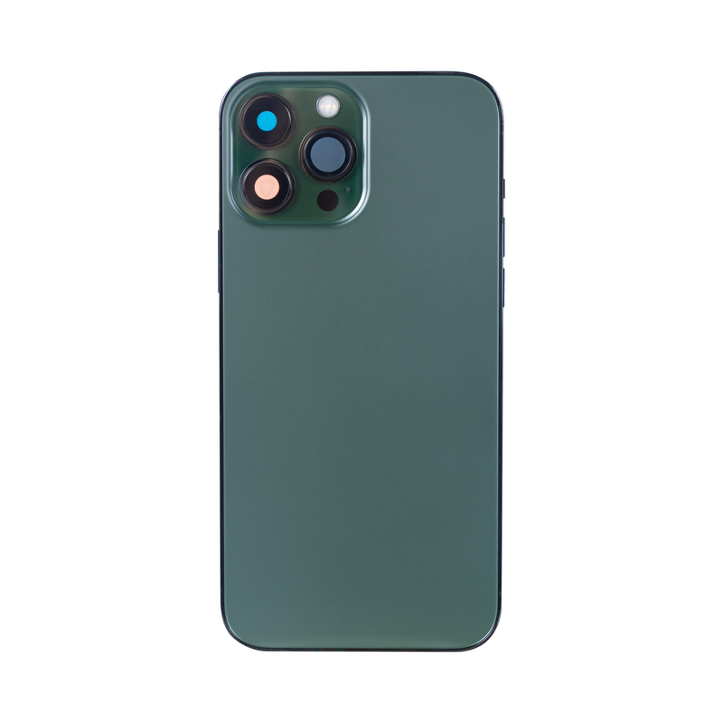 Pour iPhone 13 Pro Max Boîtier complet avec toutes les petites pièces sans batterie ni caméra arrière Vert alpin