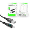 Rixus RXUC28AC Braided USB To USB-C Cable With LED Display 100CM Black