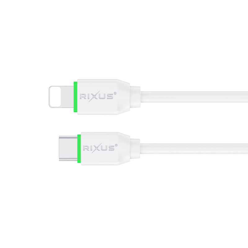 Rixus RXUC18L Fast Charging USB-C To Lightning Cable White