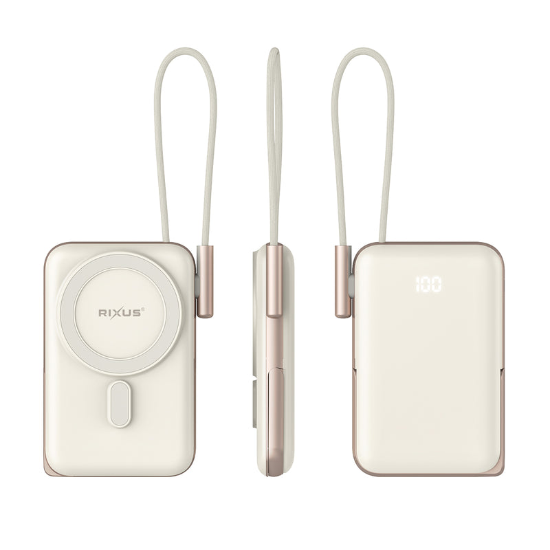 Rixus RXPB29 Magnetic Powerbank 10.000 mAh With USB-C Cable Build-In Rose Gold