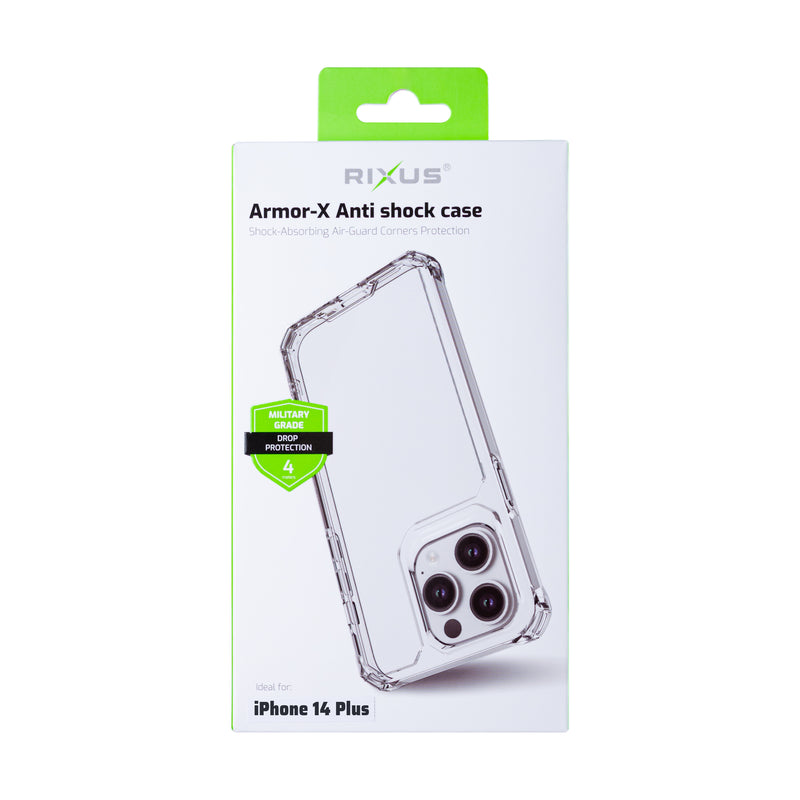 Rixus For iPhone 14 Plus Armor-X Anti Shock Case Transparent