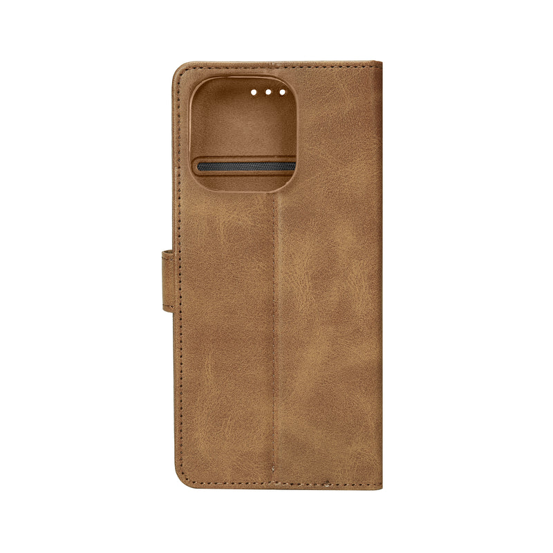 Rixus Bookcase For iPhone 16 Pro Light Brown