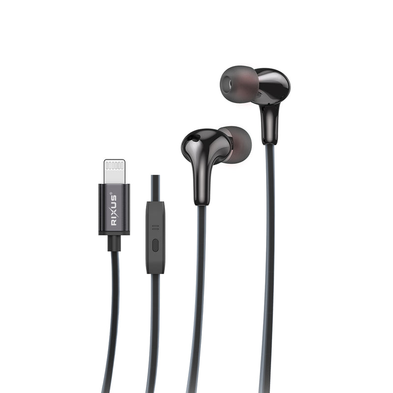 Rixus RXHD27L Auricular estéreo con cable Lightning Negro