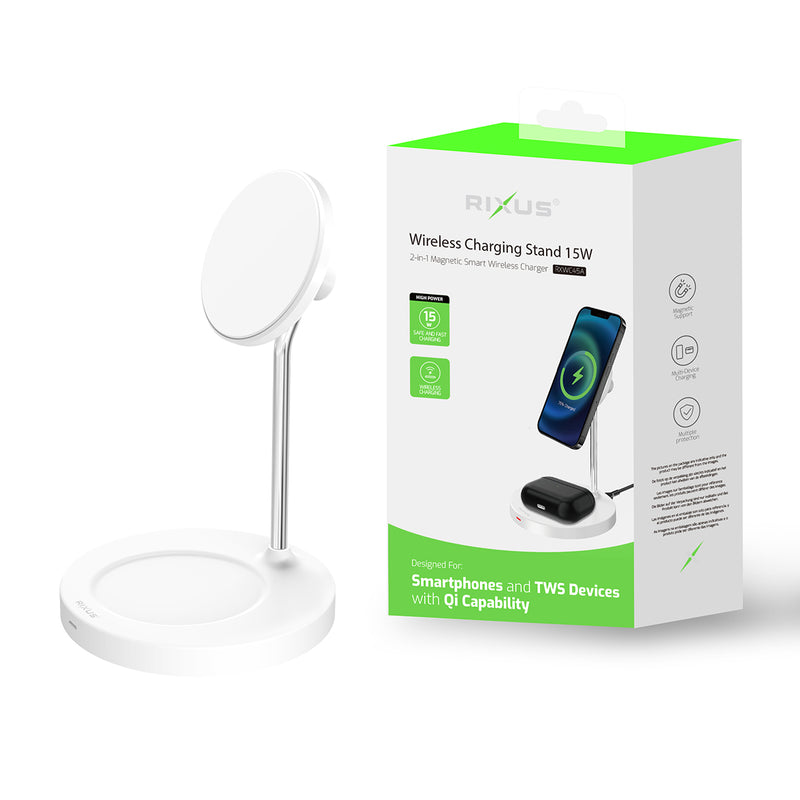 Rixus RXWC45A Wireless Charging Stand 15W Blanc