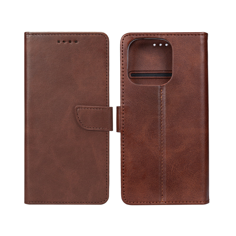 Rixus Bookcase For iPhone 16 Pro Max Brown