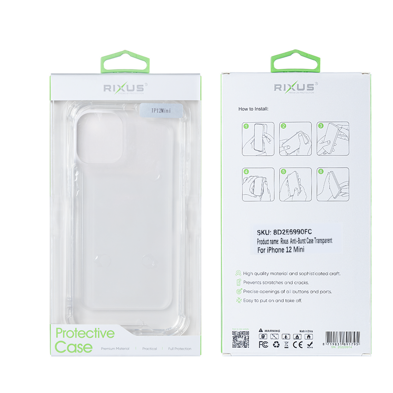 Rixus Para Funda Antirotura iPhone 12 Mini Transparente