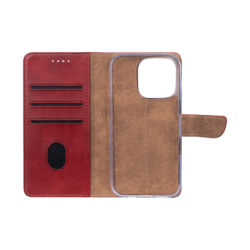 Rixus Bookcase For iPhone 16 Pro Max Dark Red