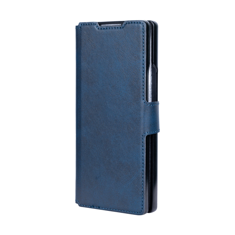 Rixus Wallet Case For Samsung Galaxy Z Fold 4 With Pen Holder Blue