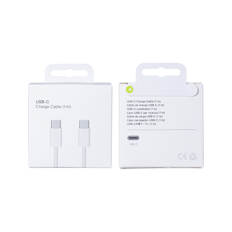 Pour Apple iPhone 15 USB-C to USB-C Cable 100cm 60W Woven White Retail Box