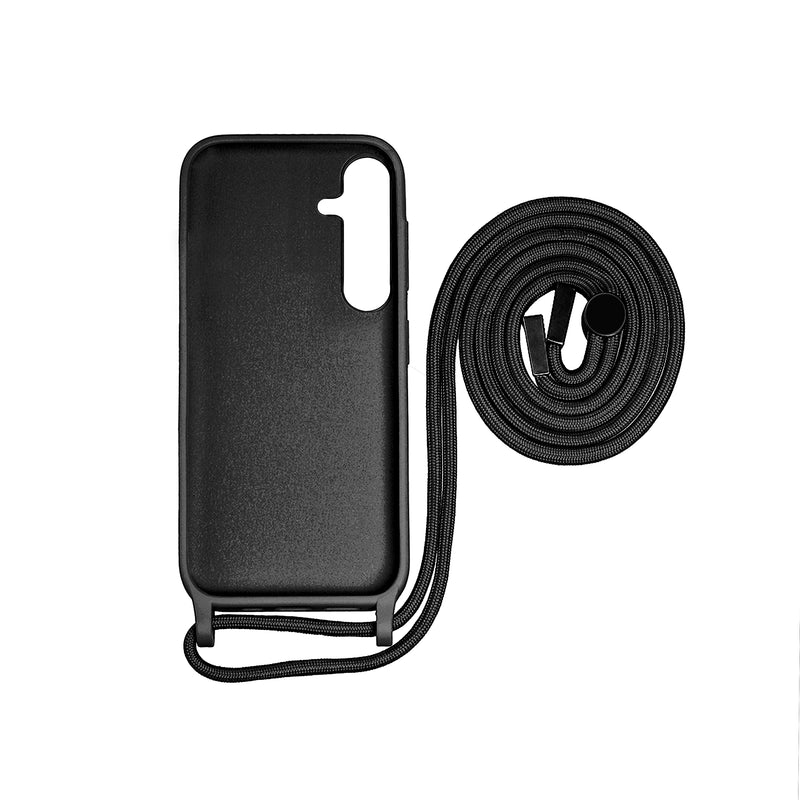 Rixus For Samsung Galaxy A35 5G A356B TPU Necklace Cord Cover Black