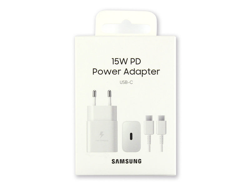 Samsung cargador rápido USB-C 15W con cable 1m blanco caja original de venta al público