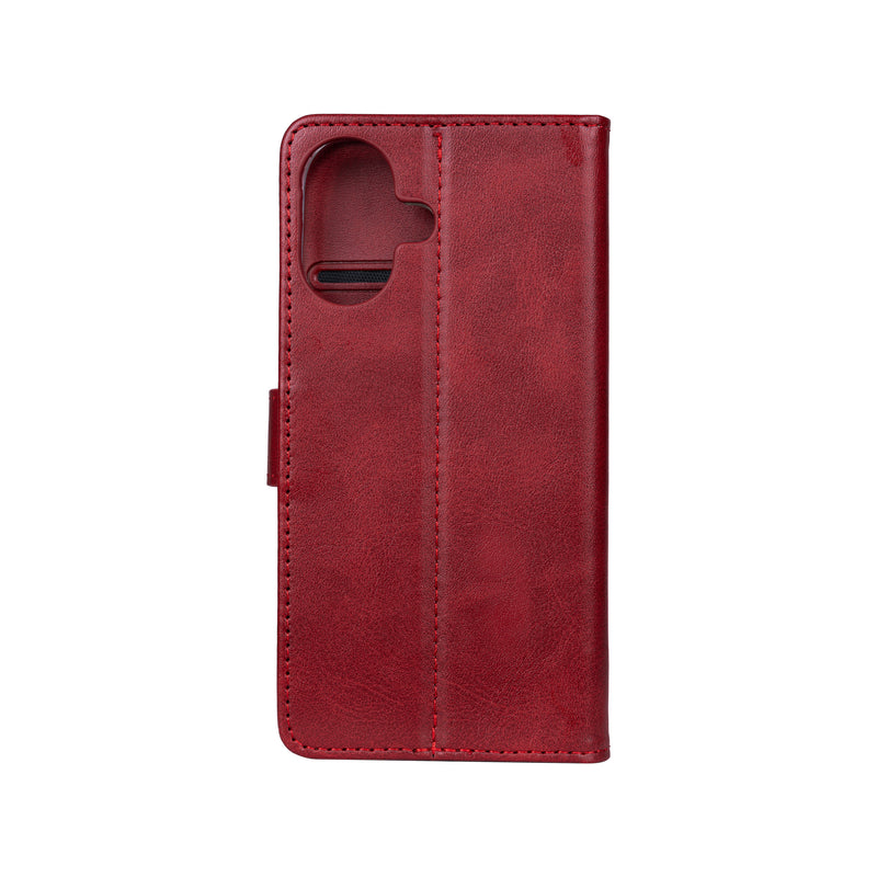 Rixus Bookcase For iPhone 16 Dark Red