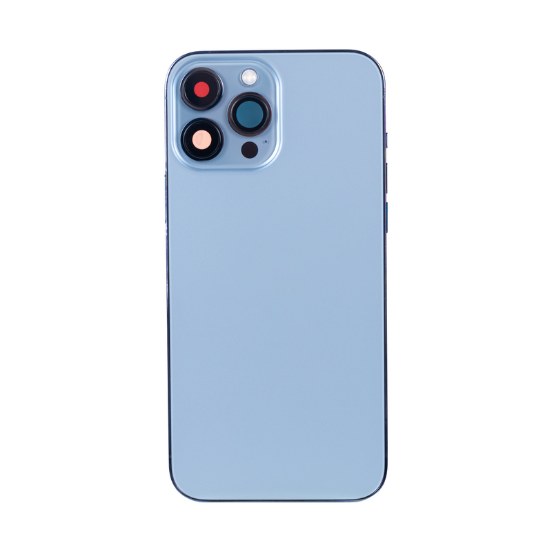 Pour iPhone 13 Pro Max Boîtier complet avec toutes les petites pièces sans batterie ni caméra arrière Sierra Blue