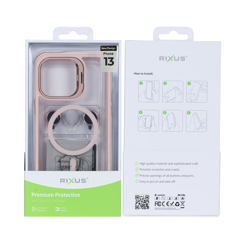 Rixus Classic 03 Case With MagSafe For iPhone 13 Light Pink