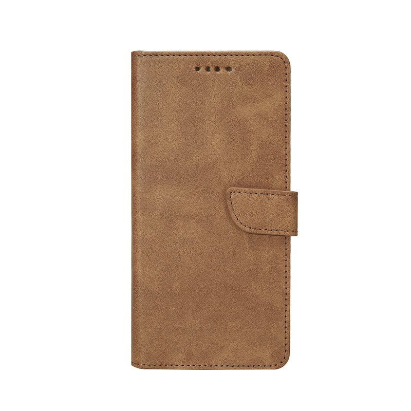 Rixus Bookcase For iPhone 16 Plus Light Brown