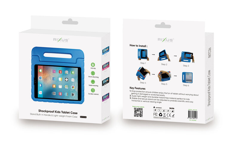 Rixus RXTC06 For iPad Air 1,9.7,iPad 5,iPair 2,9.7,iPad 6, iPad Pro 9,iPad 7 Tablet Kids Case Blue