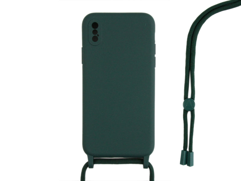 Rixus Para iPhone X, XS TPU Collar Cord Cover Verde Oscuro