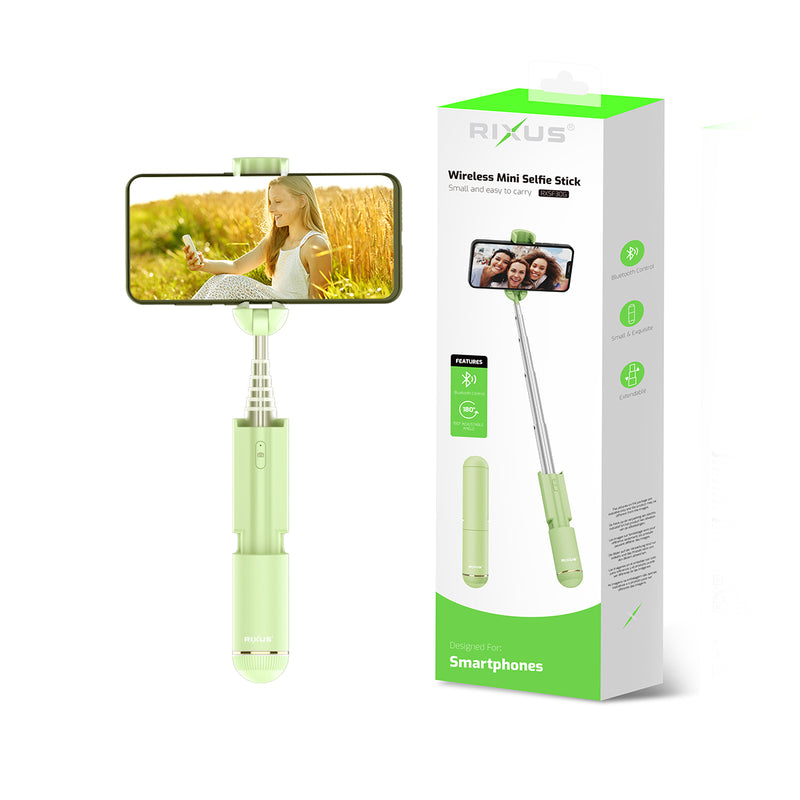 Rixus RXSF30G Mini Integrated Selfie Stick Bluetooth Green