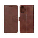 Rixus Bookcase For iPhone 16 Plus Brown