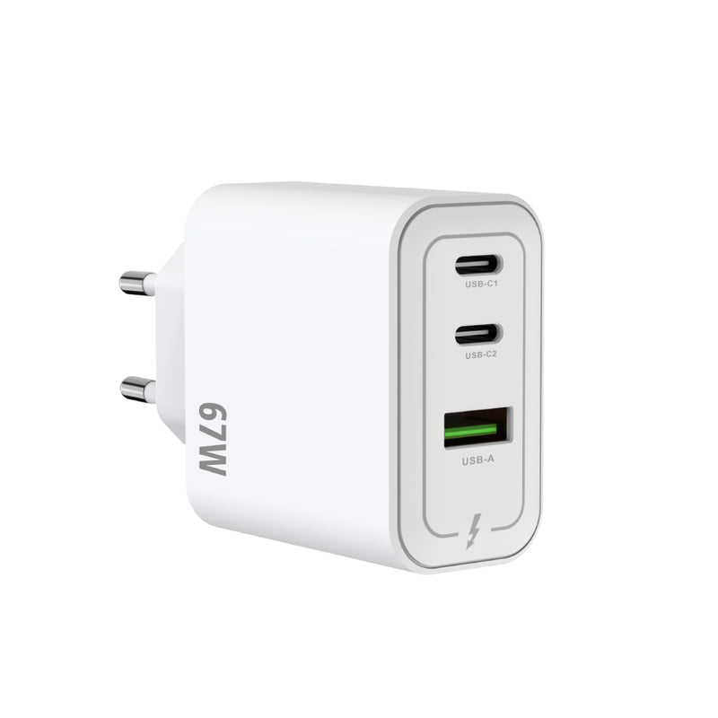 Rixus RXHC67 67W GaN Multi Port Power Adapter White