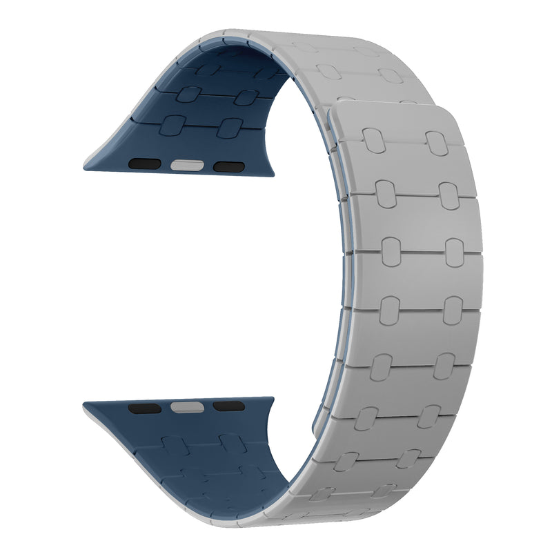 Rixus Para Apple Reloj Correa de silicona de 42 mm, 44 mm, 45 mm, 49 mm con nube magnética gris + azul