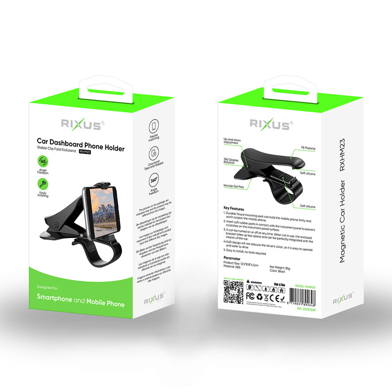 Rixus RXHM23 Support de téléphone pour tableau de bord de voiture Noir