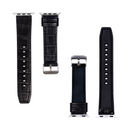 For Apple Watch 38mm, 40mm, 41mm Silicone and Leather Band Alligator Grain Black Retail Box