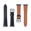 For Apple Watch 42mm, 44mm, 45mm, 49mm Double Layer Leather Band Black