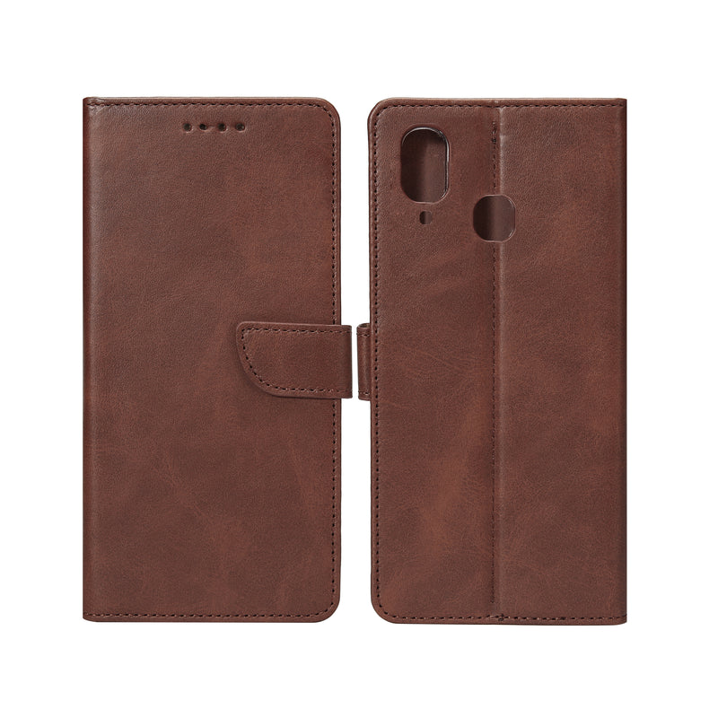 Rixus Bookcase For Samsung Galaxy A20e A202F Brown