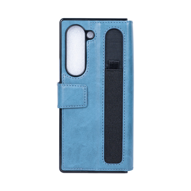 Rixus Wallet Case For Samsung Galaxy Z Fold 6 With Pen Holder Sierra Blue