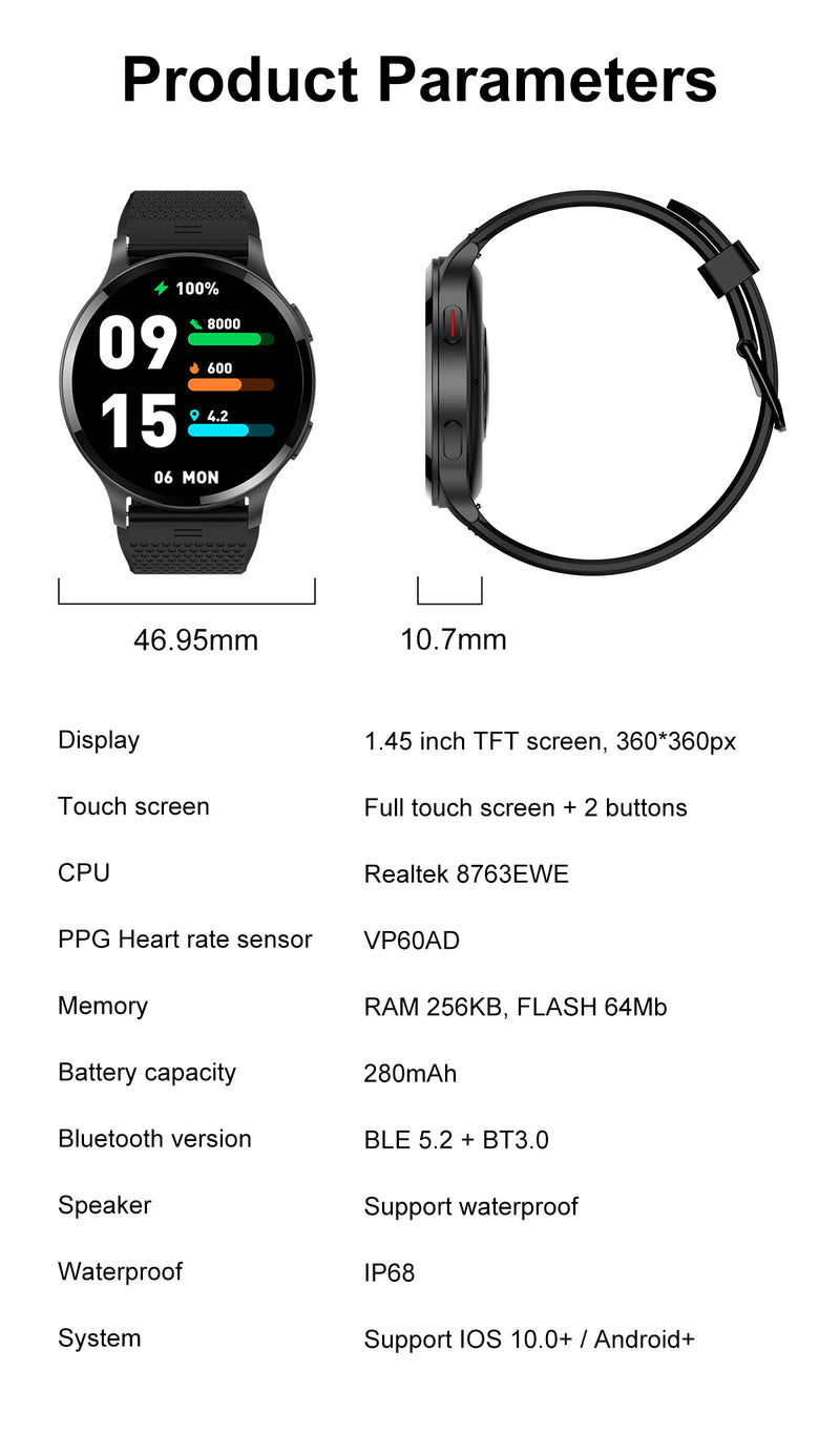 Linewear LW77 Smart Watch Black