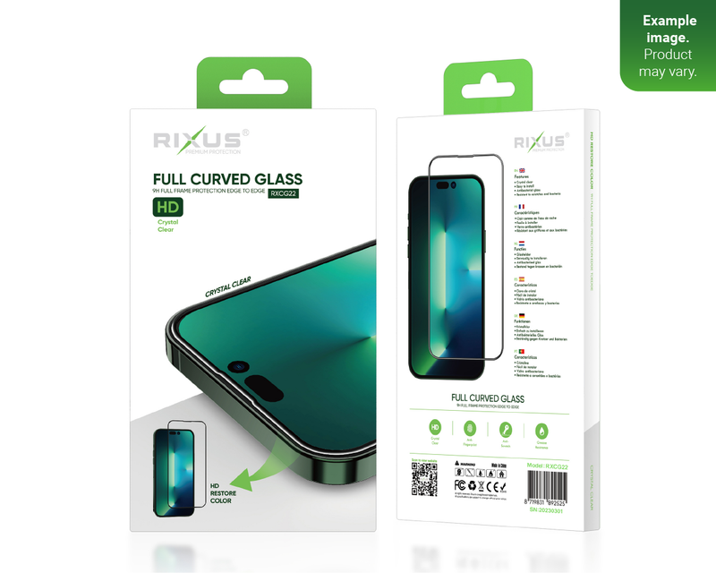 Rixus Para iPhone 14 Pro Max Cristal Templado Borde Curvo