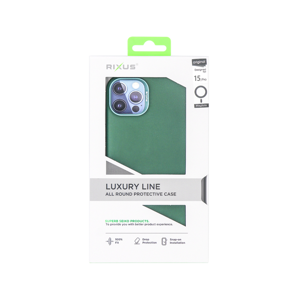 Rixus For iPhone 15 Pro Classic 02 Case With MagSafe Green