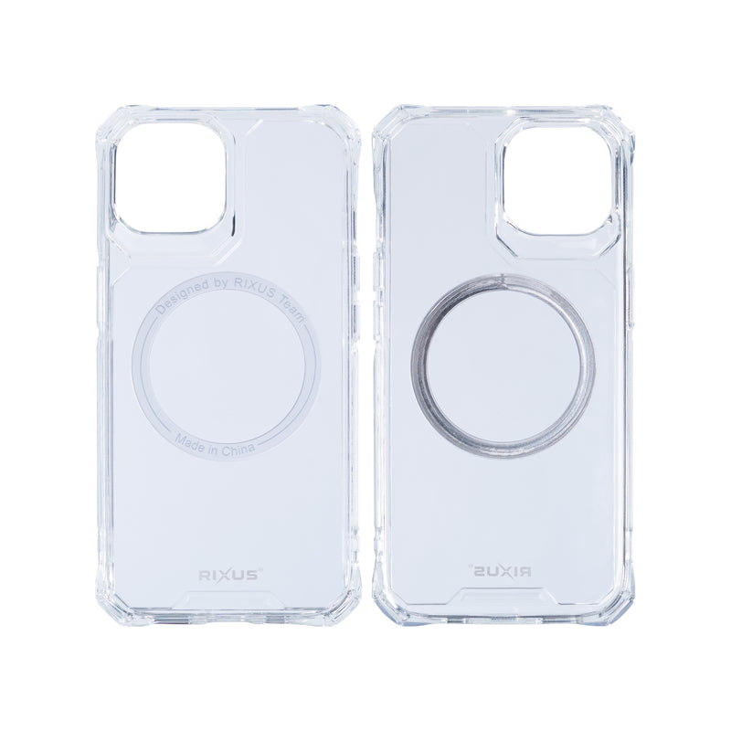 Rixus For iPhone 14 Armor-X Anti Shock Case With MagSafe Transparent