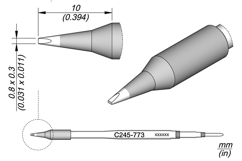 JBC Cartridge Chisel 0.8 x 0.3 (C245773)