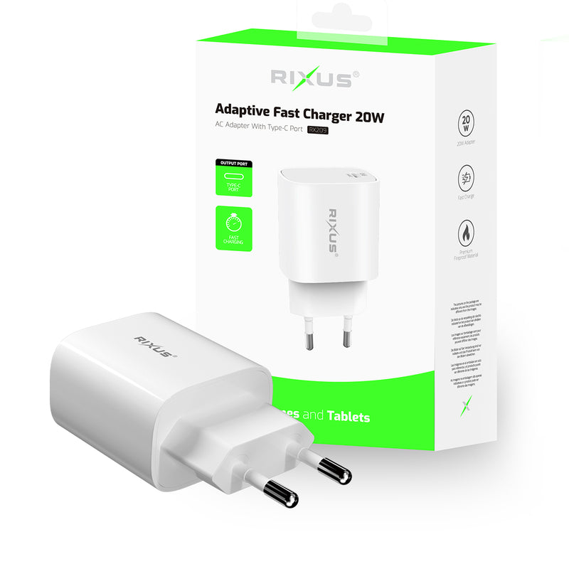 Rixus RX209 Adaptive Fast Charger USB-C 20W White