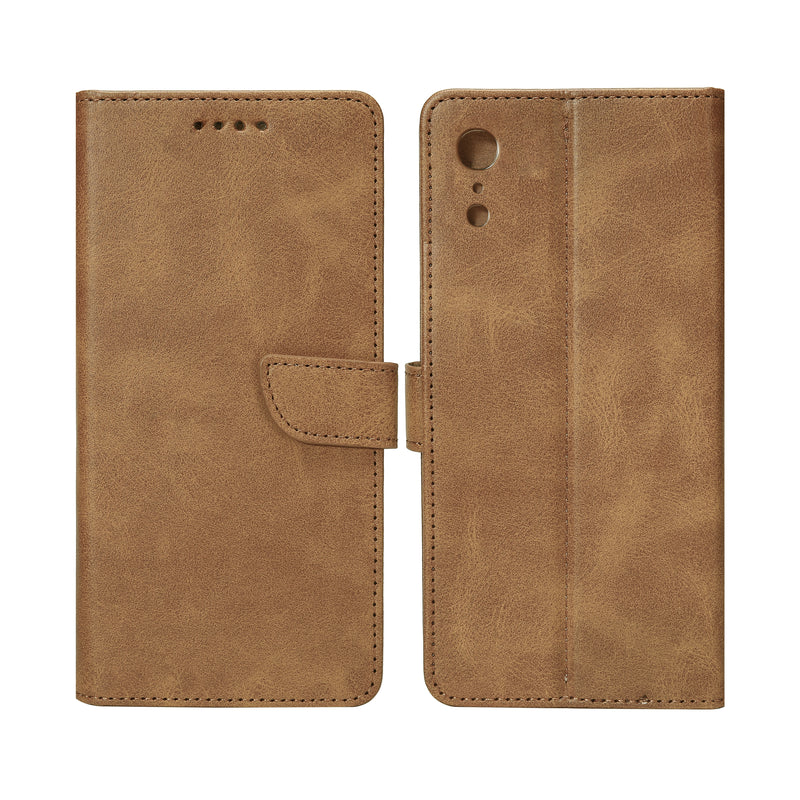 Rixus Bookcase For iPhone XR Light Brown