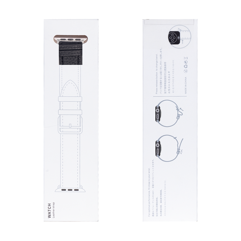 Para Apple Reloj 38mm, 40mm, 41mm Correa de silicona y cuero Negro Caja al por menor