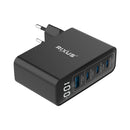 Rixus RX100 100W GaN Power Adapter With Digital Display Black