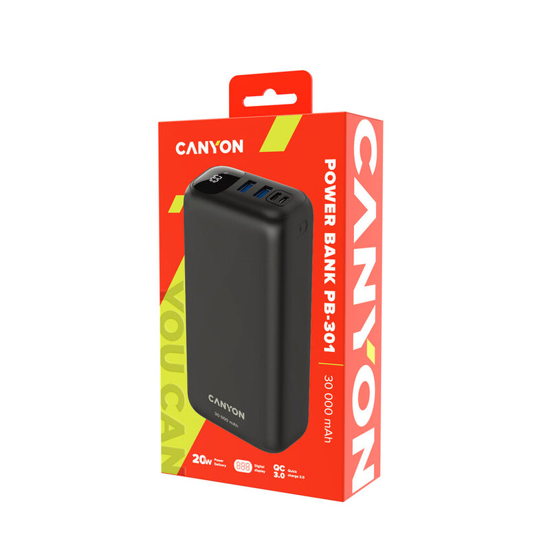 Canyon Powerbank PB-301 USB-C PD, USB-A 30000mAh Noir