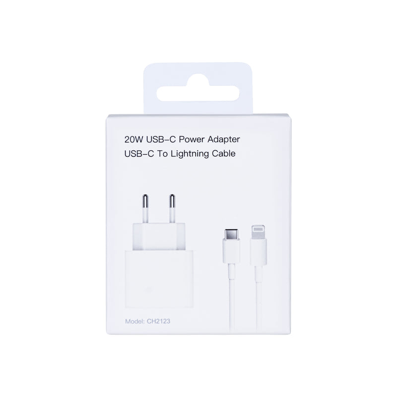 Para Apple Cargador USB-C 20W con cable Lightning 1m Caja al por menor