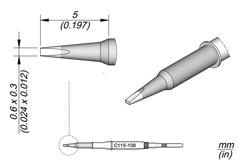 JBC Cartridge Chisel 0.6x0.3 (C115108)