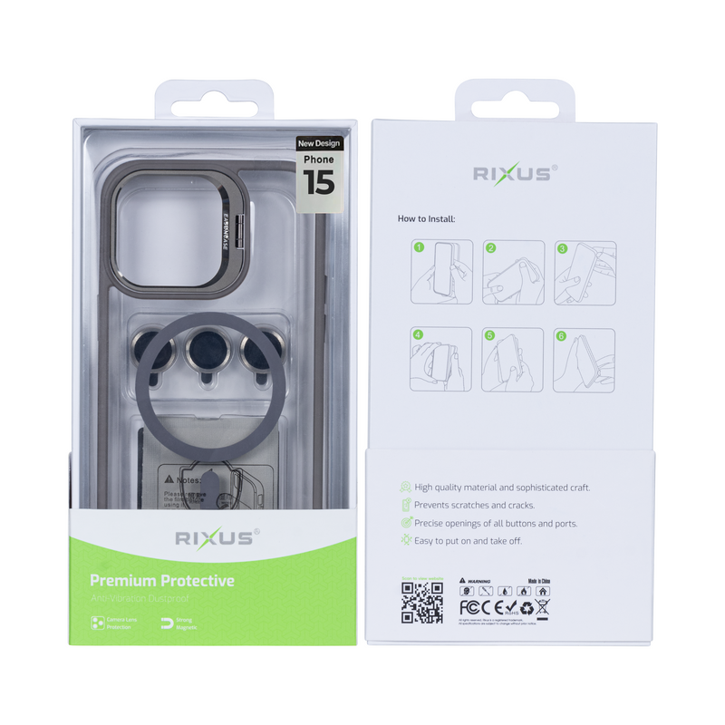 Rixus Classic 03 Case With MagSafe For iPhone 15 Titanium Grey