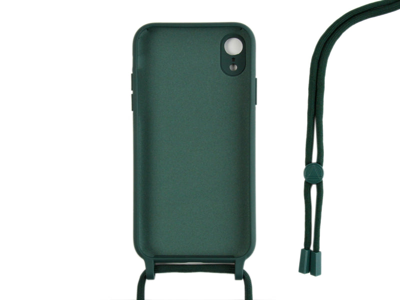 Rixus Para iPhone XR TPU Collar Cord Cover Verde Oscuro